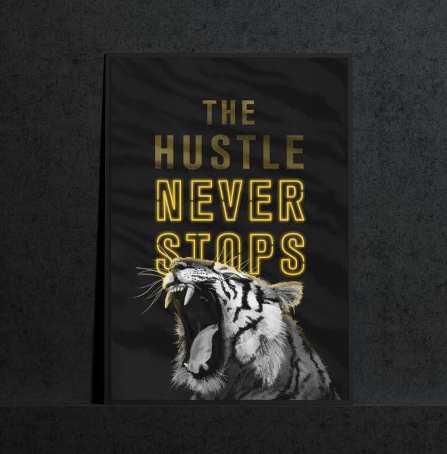 THE HUSTLE NEVER STOPS Canvas Wallivate 