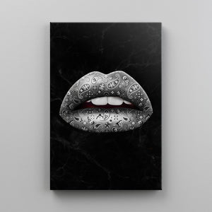 BANDANA LIPS - WHITE Canvas Wallivate 